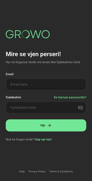 Growo application sign-in